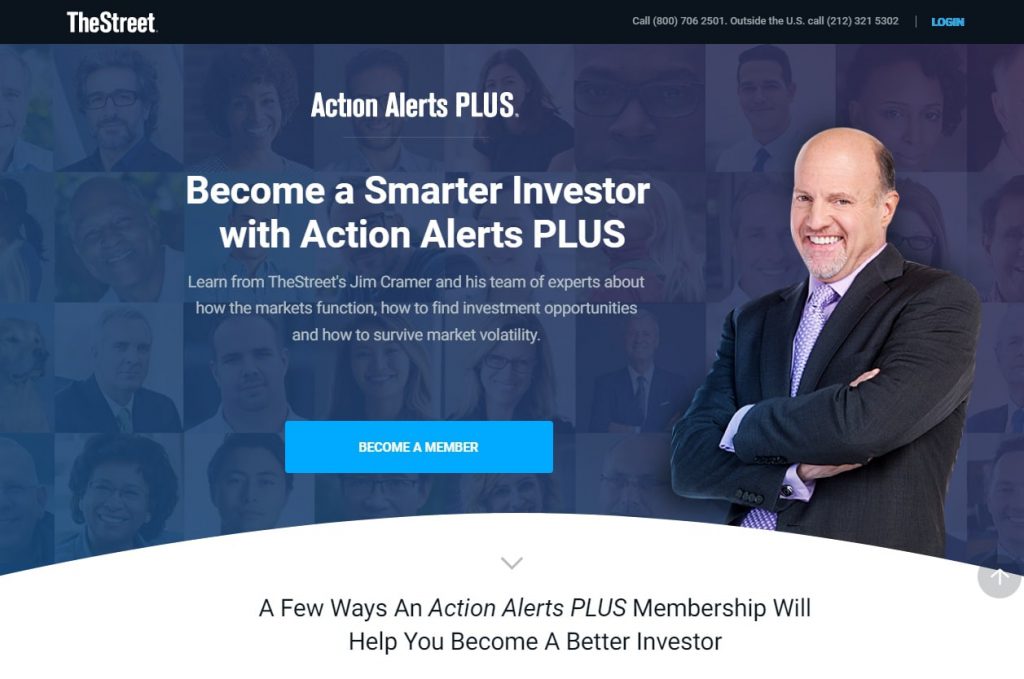 Jim Cramer Action Alerts Plus tool website page